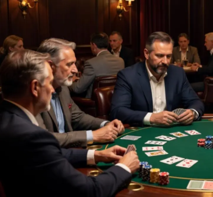 Stół do pokera z graczami podczas rozgrywki w Bras B.V.